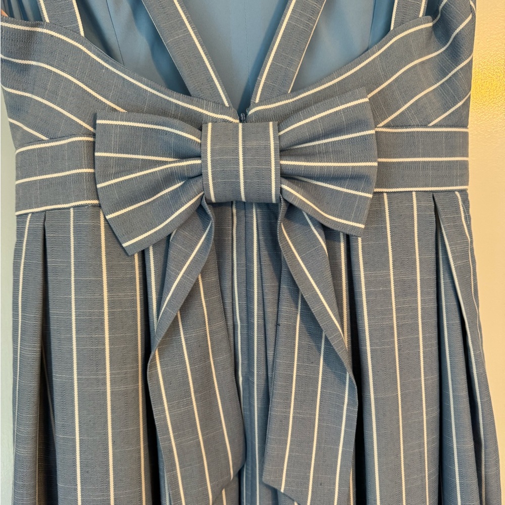 Girl Meets Glam Blue White Stripe Bow Dress - Picture 7 of 8